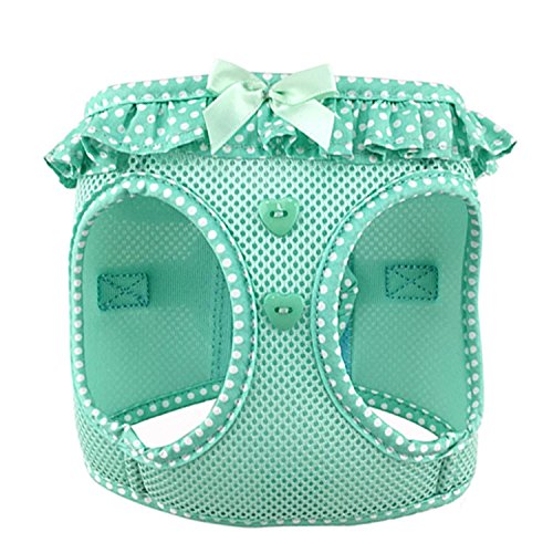 Doggie Design No Choke Dog Harness - Simple Step-In And Go Dog Vest For Small, Medium, And Large Breeds - Breathable Mesh Polyester Pet Harness - Teal Polka Dot - M
