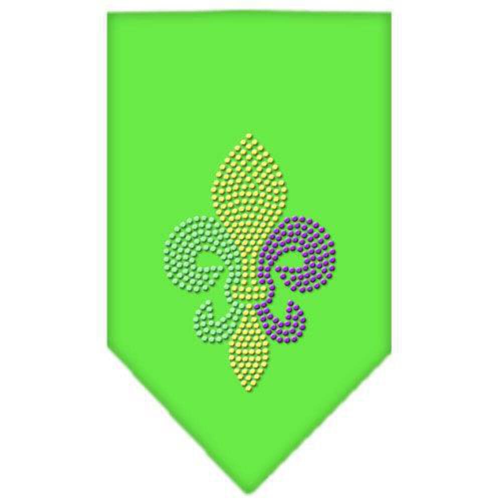 Mirage Pet Products Mardi Gras Fleur De Lis Rhinestone Bandana, Grey, Small