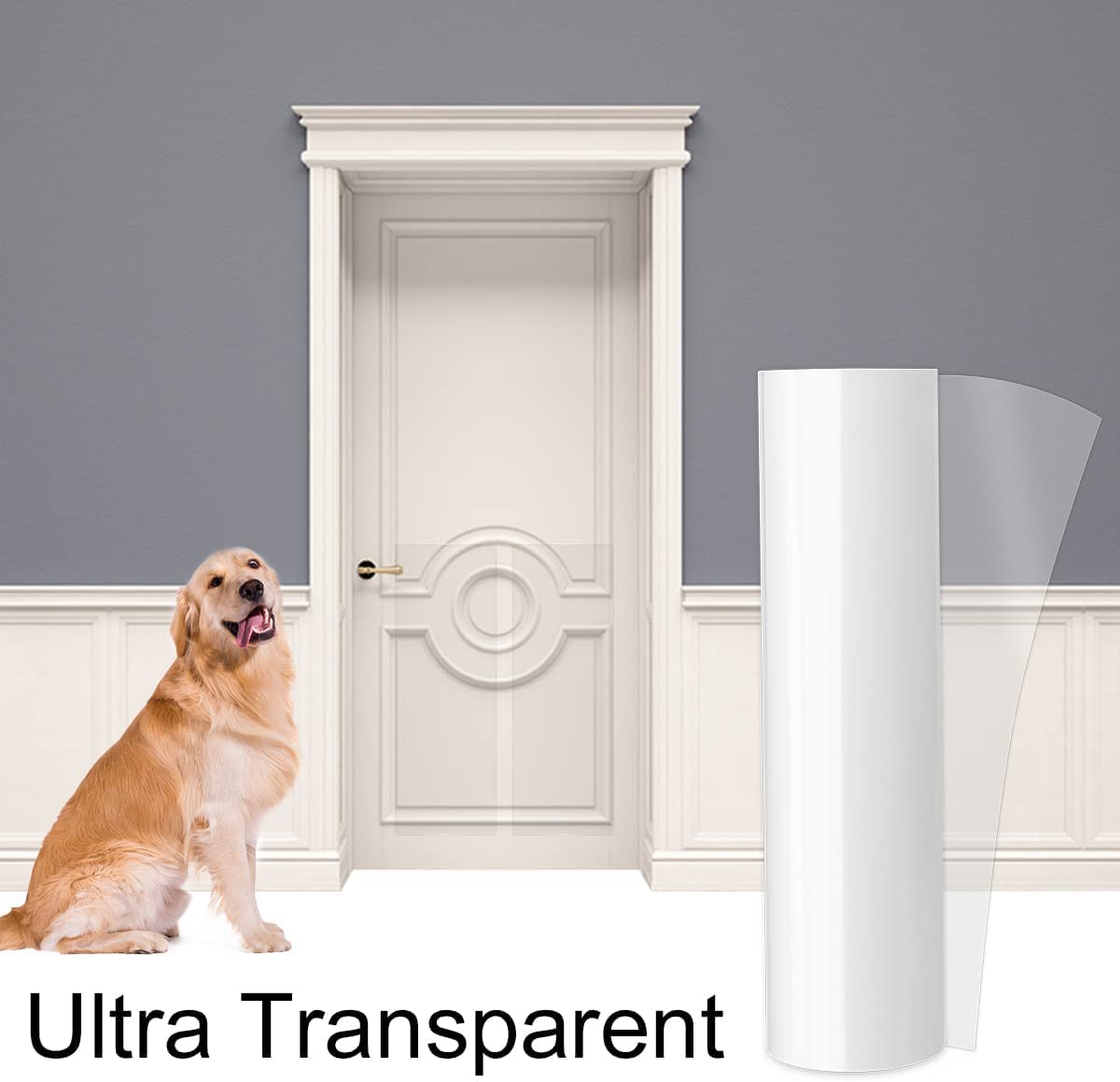 Kebe Door Scratch Protector, 118'' Long Anti Scratch Deterrent Tape Protect Your Door, Furniture & Wall With Clear Premium Heavy Duty Door Cover Scratch Shield, Extended Door Guard For Dog Scratching
