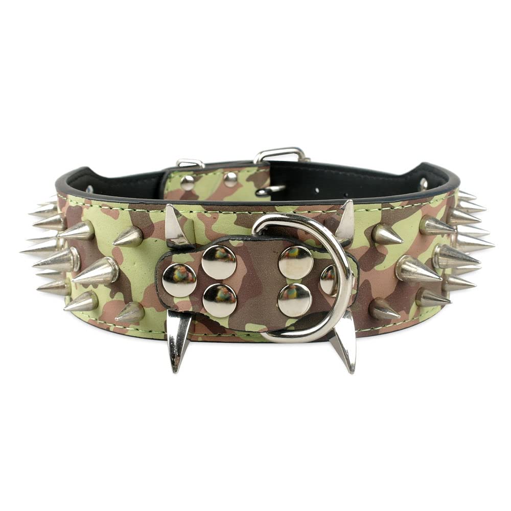 Serijoars Spiked Studded Dog Collar, Pu Leather Dog Collar, Adjustable Pet Collars For Medium Or Large Breed Pet (M, Camouflage5