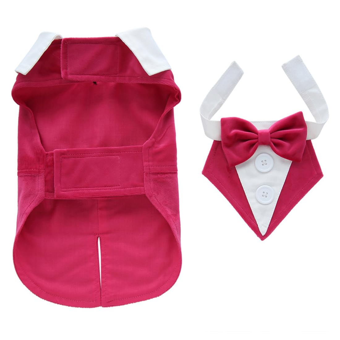 Doteyayp Puppy Velvet Tuxedo With Detachable Bowtie Prom Wedding Formal Wear Prince Costume For Small Dog (X-Small, Rose)