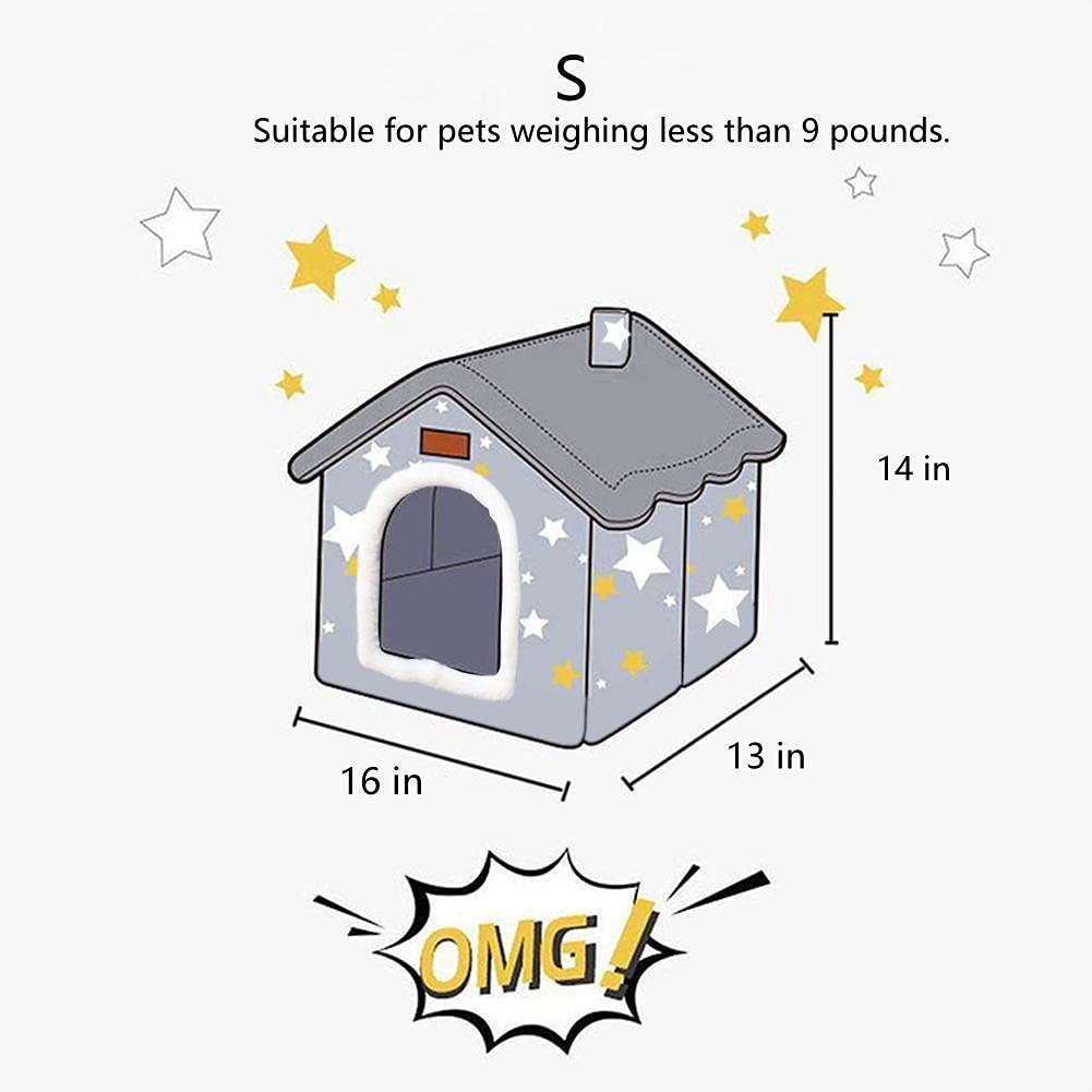 BXEBUI Dog House Indoor Memory Sponge, Foldable Dog House Kennel Bed Mat with Cushion for Small Medium Large Dogs Cats, Winter W