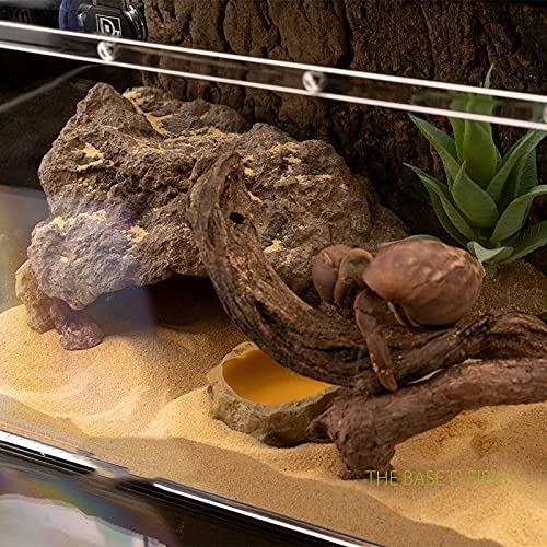 Runxf Reptile Simulation Rock Hideouts Cave Amphibian Hides Resin Habitat Decor Shelter For Gecko Leopard Lizards Toad Turtle (Small),Grey
