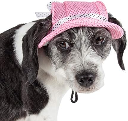 Pet Life  Sea Spot Sun Uv Protectant Adjustable Fashion Mesh Brimmed Dog Hat Cap, Pink  Large