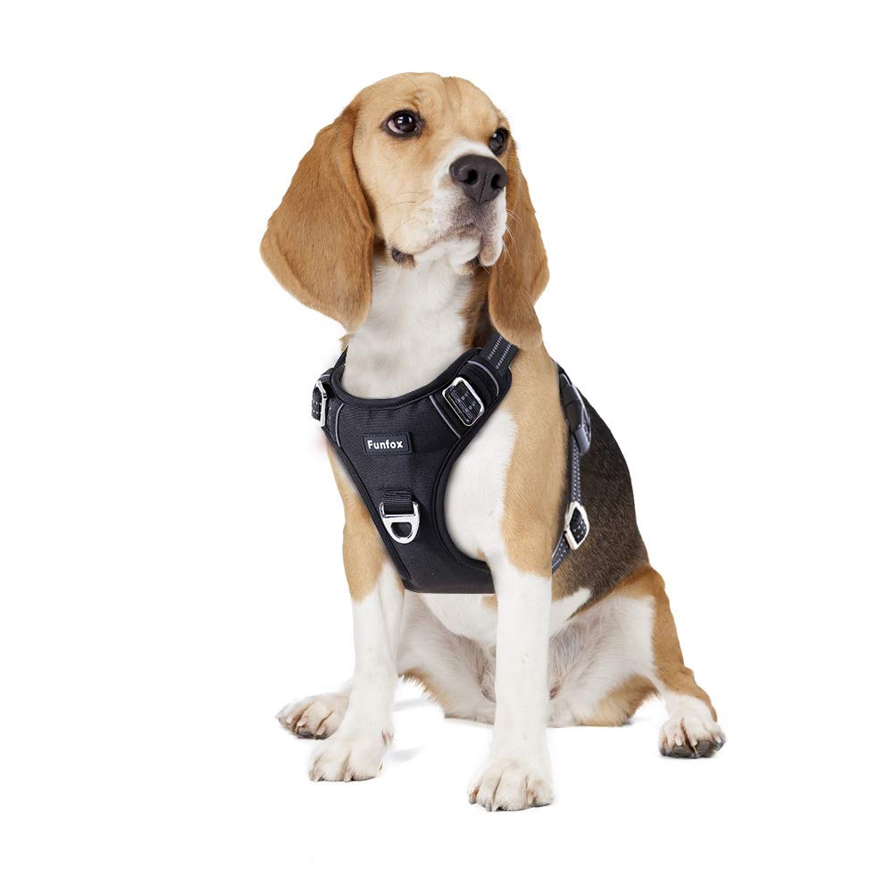 Funfox Dog Harness No Pull, Adjustable Pet Vest Harness, Super Soft Material With Vertical Handle Easy Control, Reflective Night