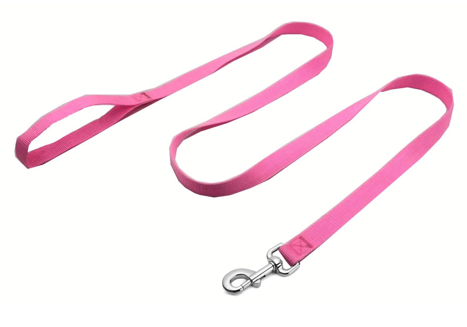 Strong Nylon Dog Leash, 4FT/ 5 FT/ 6FT Dog Leashes for Medium Large Dogs (5FT, Pink)