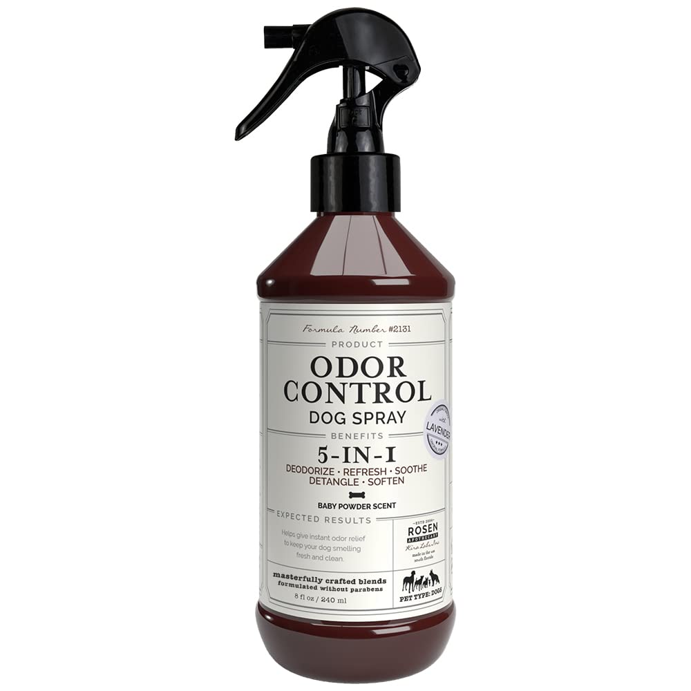 5-in-1 Dog & Pet Deodorizer Spray, Odor Control & Detangling - Fresh Lavender scent with Oatmeal & Aloe for coat health & shine.
