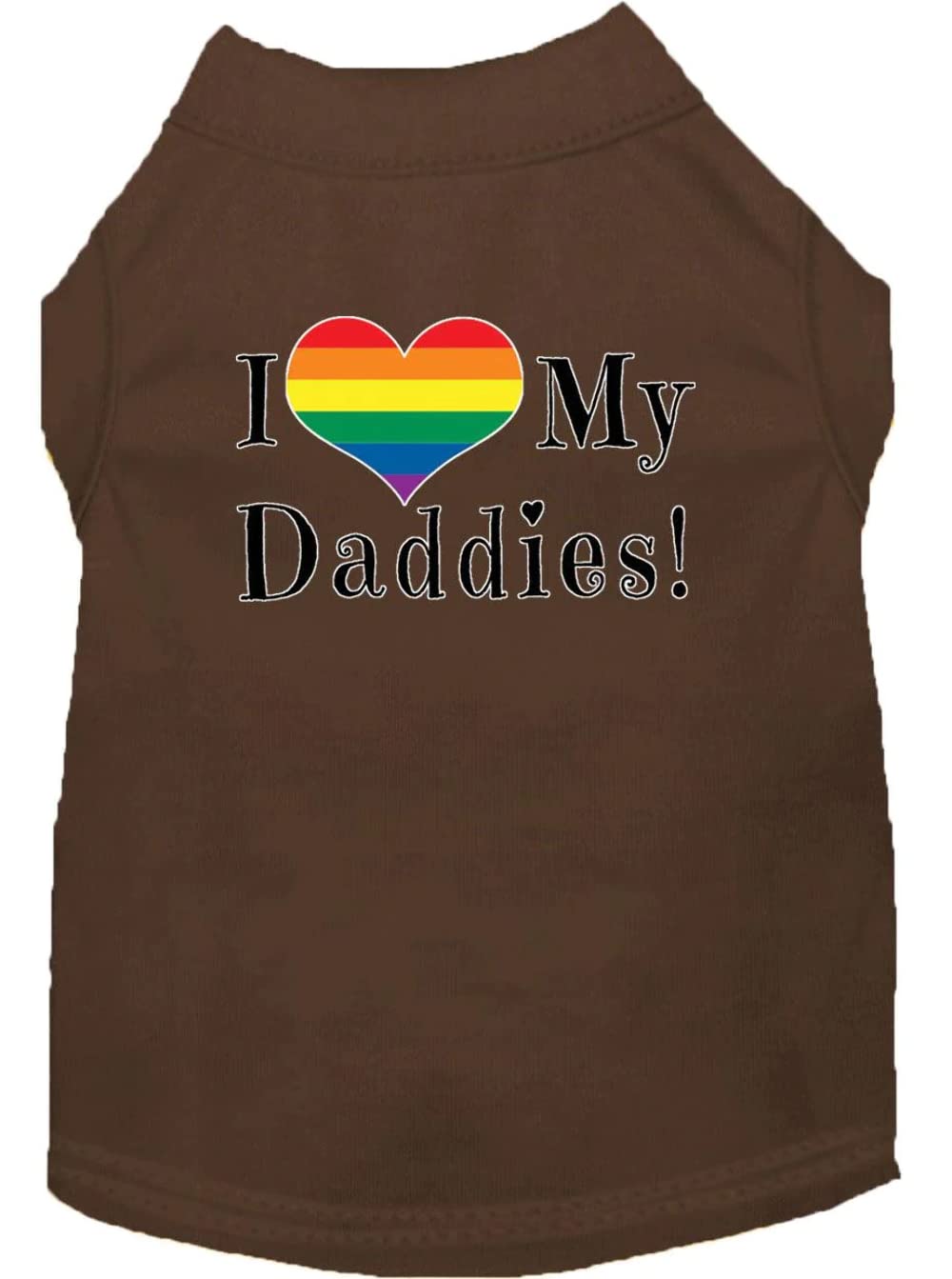 Pet Dog & Cat Shirt Screen Printed, "I Heart My Daddies" Brown 3XL (25-35 lbs.)