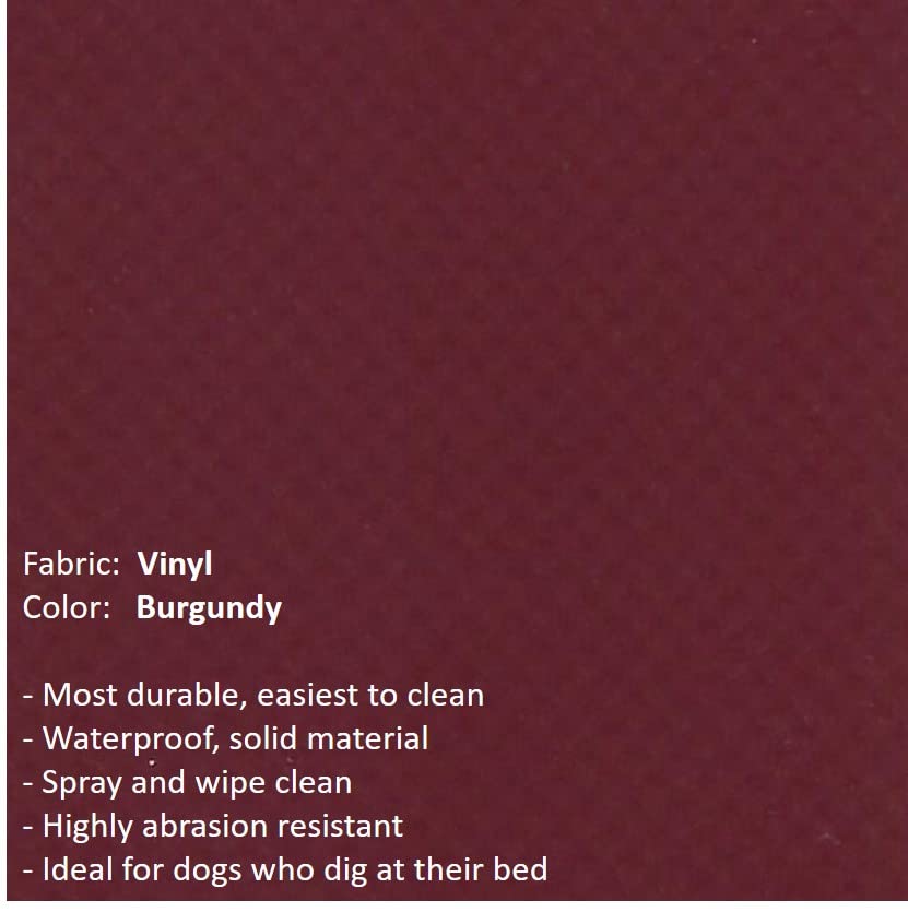 Kuranda Chewproof Bed - Almond PVC - 35'' x 23'' - Heavy Duty Vinyl - Burgundy