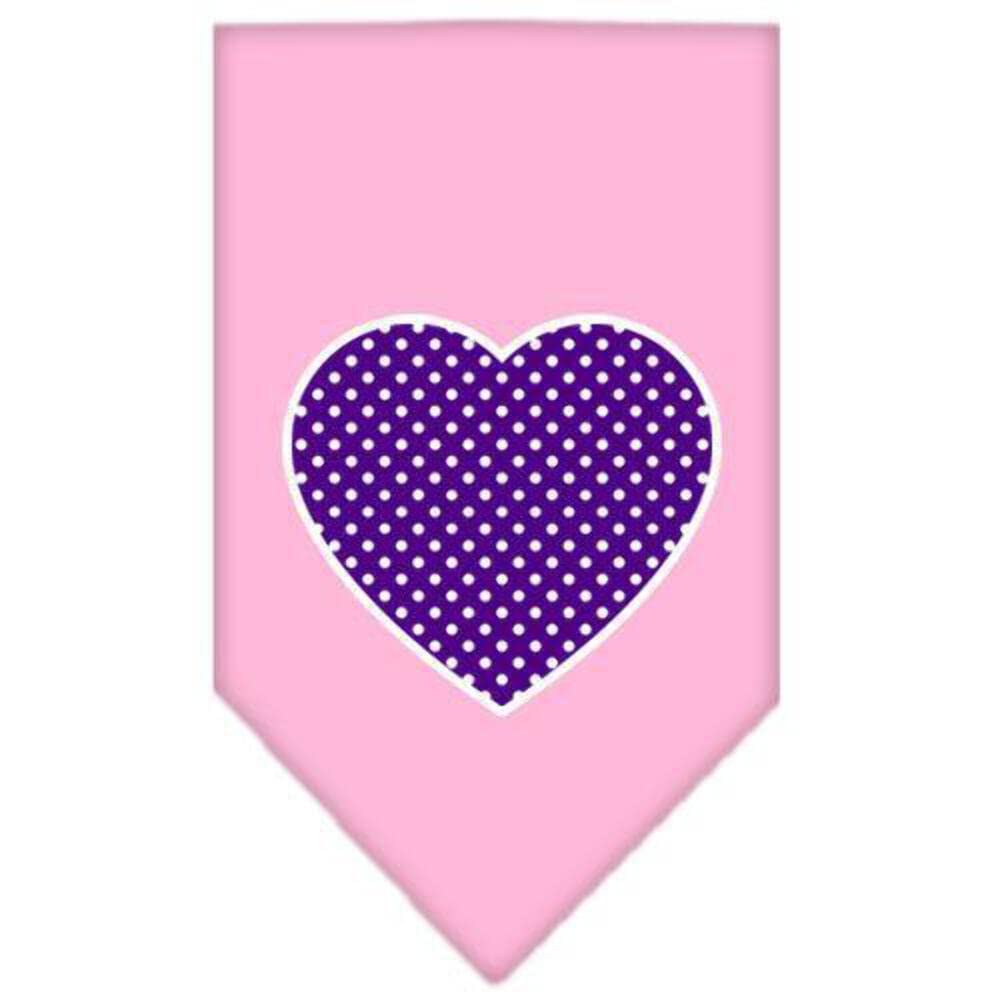 Pet and Dog Bandana Screen Printed, &quot;Purple Swiss Dot Heart&quot; Lime Green Small