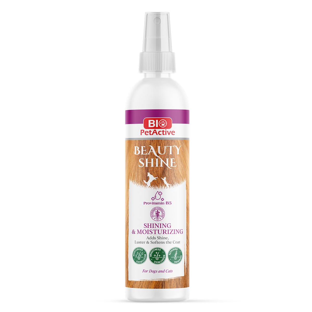 Bio Pet Active Beauty Shine Spray For Cats And Dogs - Improves Coat Health, Reduces Static And Adds Shine, Moisturizes And Softe