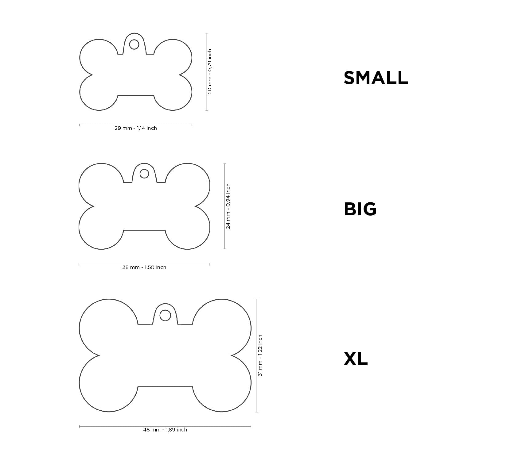 Myfamily Personalized Pet Id Tag Made In Italy, Black Xl Bone, Free Engraving, Hand Enamelled In Metal, Basic Handmade Collectio