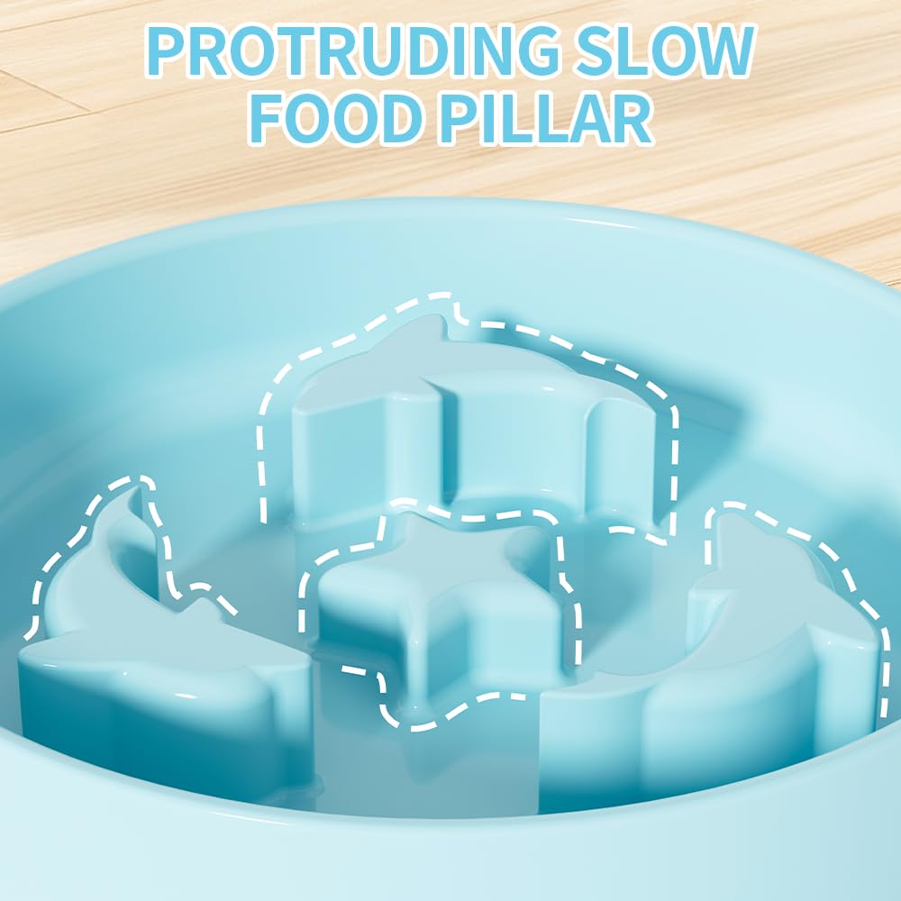 Ceramic Slow Feeder for Dogs & Cats, Dog Slow Bowl and Puzzle Feeder Cat Bowl to Slow Down Eating Dogs, Interactive Treats and W
