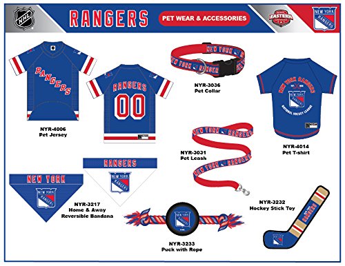 NHL New York Rangers Tee Shirt for Dogs & Cats, Large. - Are You A Hockey Fan? Let Your Pet Be An NHL Fan Too!