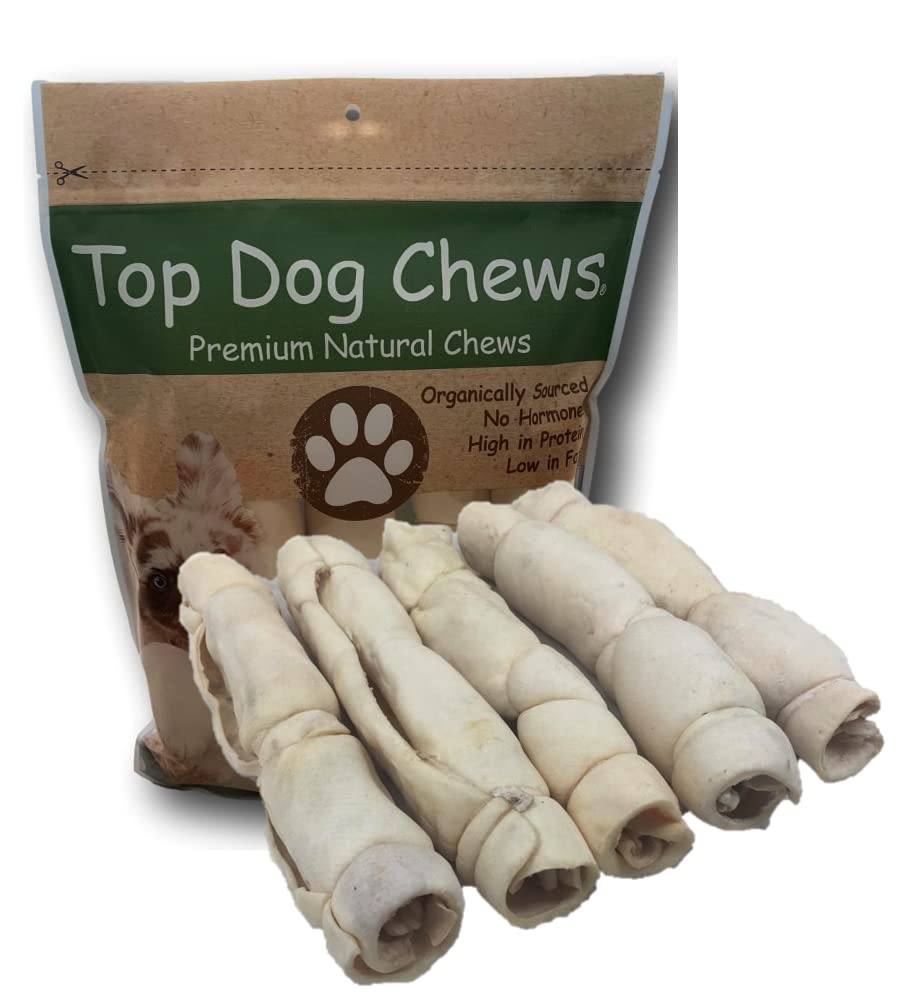 Top Dog Chews - 9    - 11    Beef Cheek Rolls, 5 Pack, Long Lasting Dog Bones for Aggressive Chewers, Rawhide Free Dog Treats