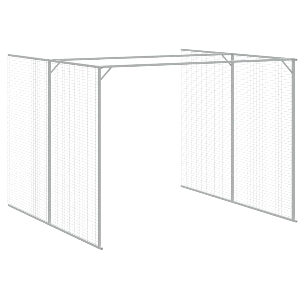 vidaXL Dog House with Run Light Gray 84.3x179.9x71.3 Galvanized Steel