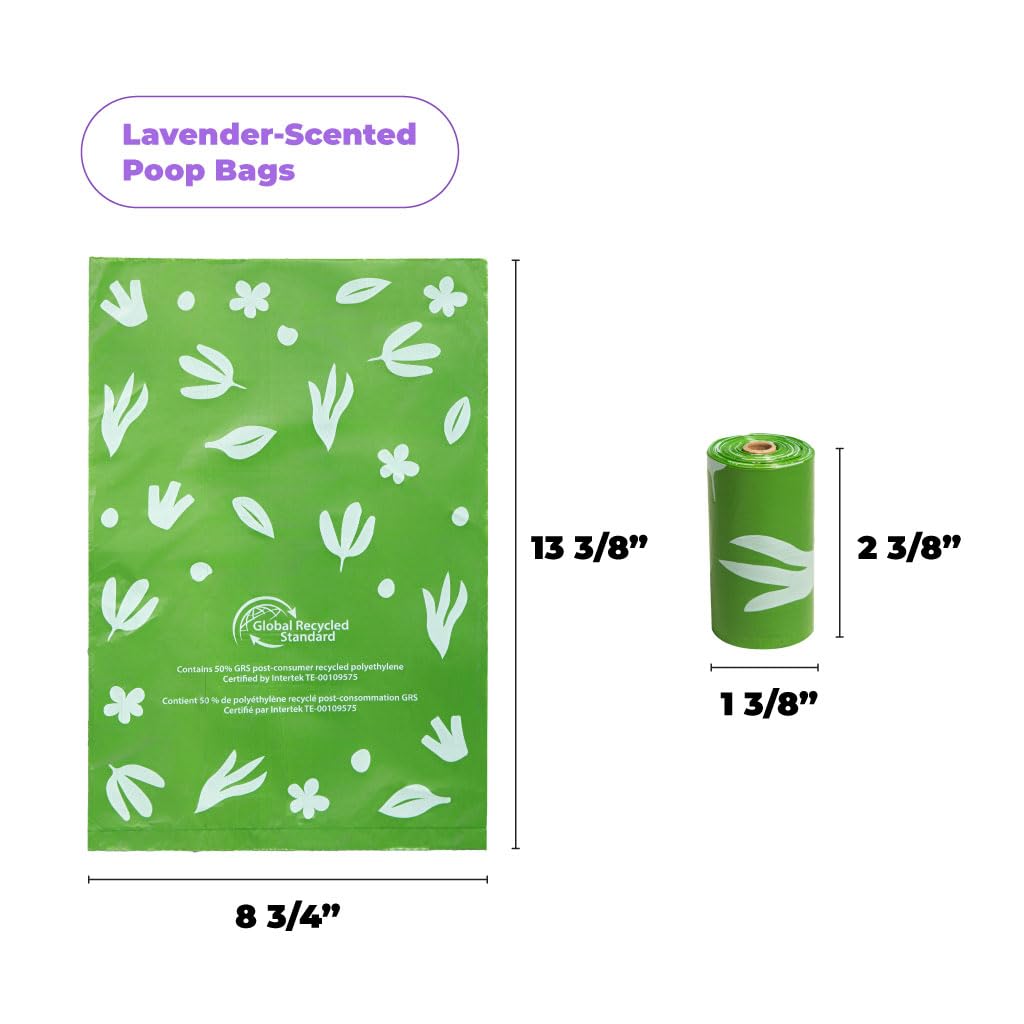 Best Pet Supplies Poop Bags For Dogs, 50% Post-Consumer Recycled Content Dog Waste Bags On Rolls, Fits All Poop Bag Holders For
