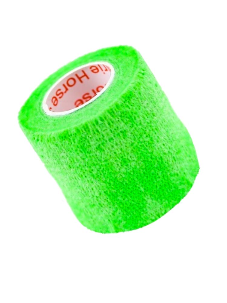 2 Inch Vet Wrap Tape Bulk (Neon Green) (Pack of 12) Self Adhesive Adherent Adhering Flex Bandage Grip Roll for Dog Cat Pet Horse