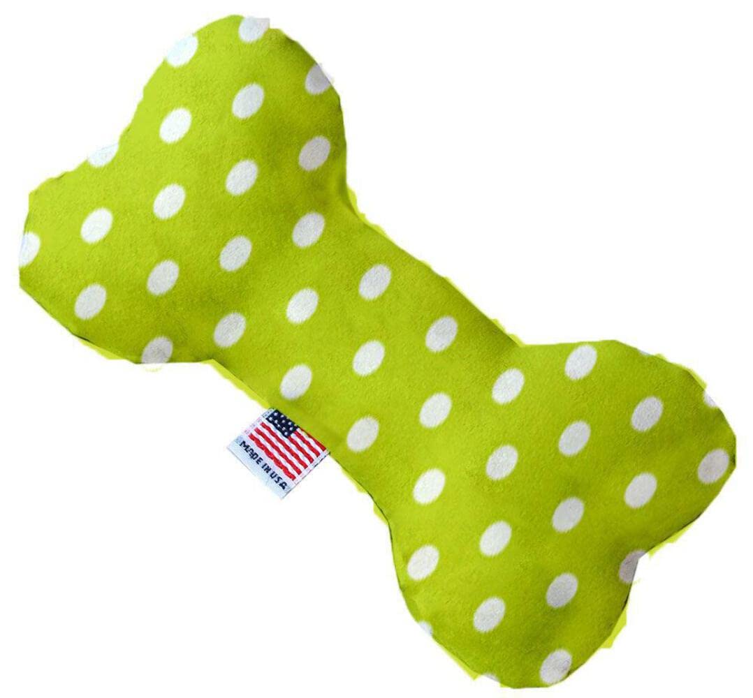 Mirage Pet Lime Green Polka Dots 6 inch Bone Dog Toy