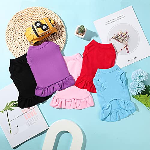 6 Pieces Dog Dresses Dog Shirt Skirt Dog Sleeveless Dress Breathable Pet Shirts With Ruffles Dog Sundress Dog Outfits For Dogs And Cats (Cute Style, L Size)