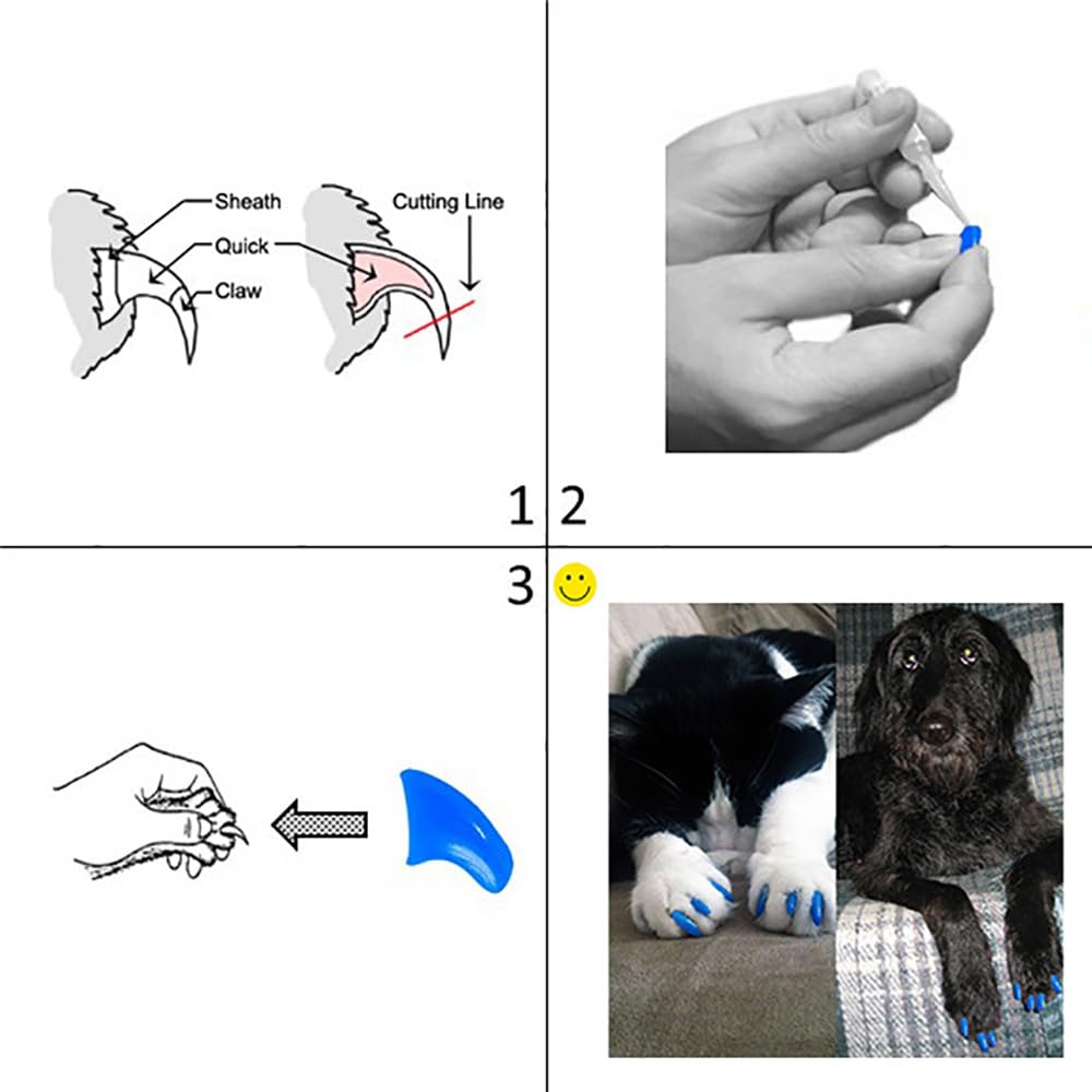 Purrdy Paws Soft Nail Caps 60 Packs For Cats - Clear Medium