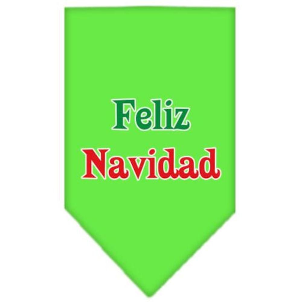 Mirage Pet Products Feliz Navidad Screen Print Bandana for Pets, Large, Lime Green