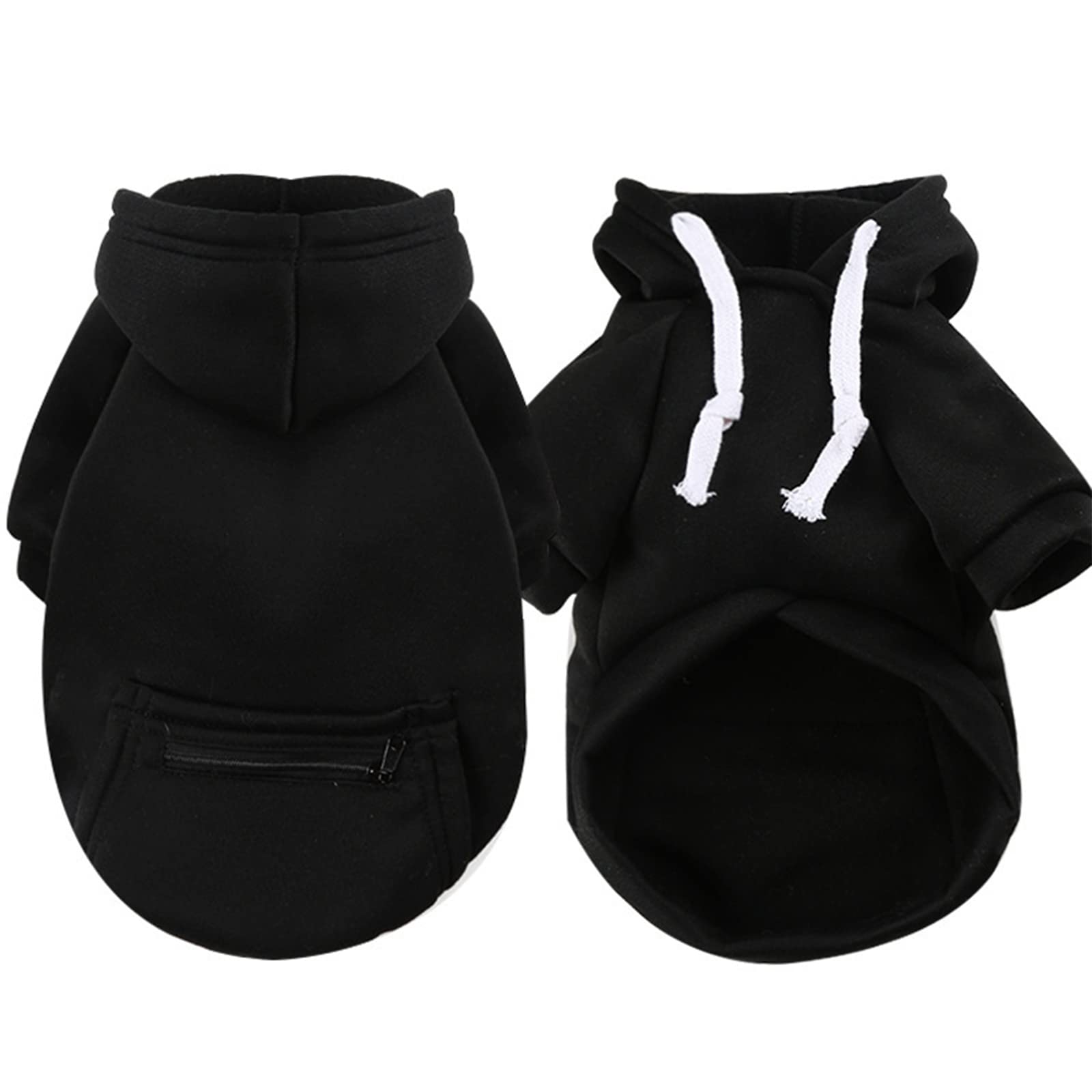 Petcare Small Dog Hoodie Cat Sweater Black Warm Soft Fleece Sweatshirts With Pocket Fall Winter Puppy Sweaters Cat Clothes For C
