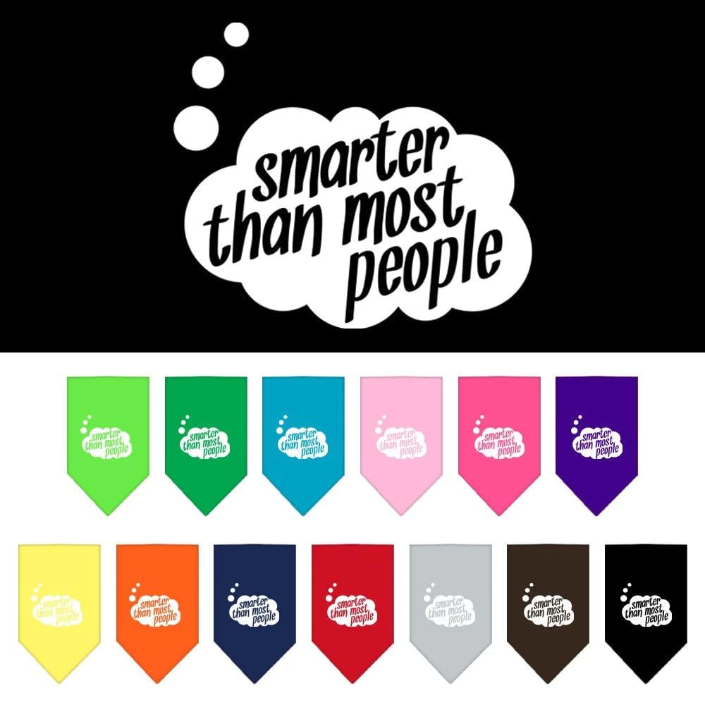 Pet and Dog Bandana Screen Printed, &quot;Smarter Than Most People&quot; Bright Pink Large