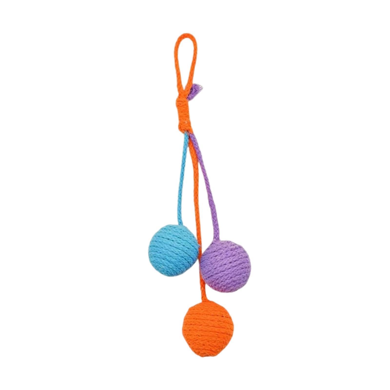 Ecomistiq Cat Sisal Ball For Indoor Cats Ideal Gift Handmade Rope Kittens Purple Blue Orange| Toys| Supplies |Pet