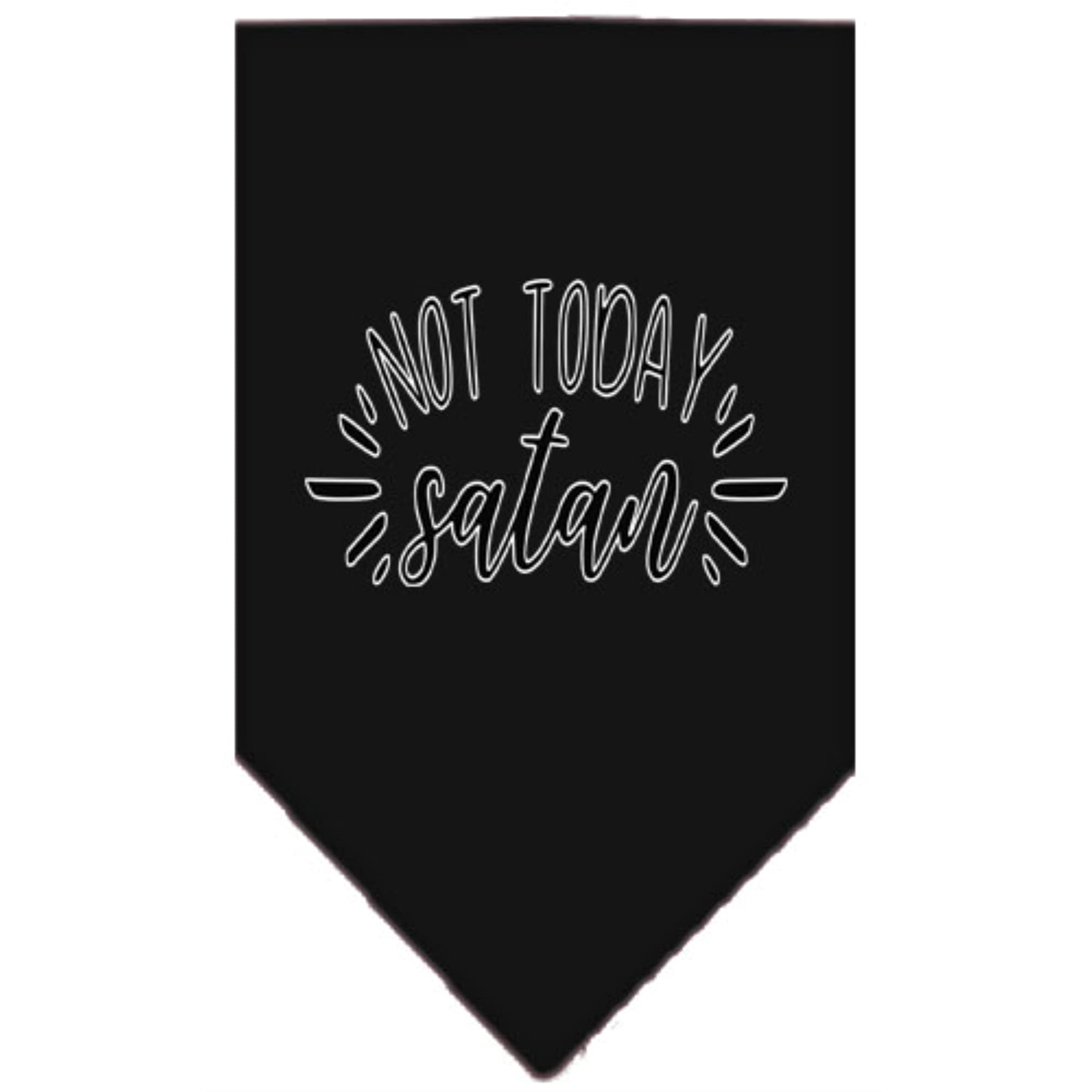 Pet and Dog Bandana Screen Printed, &quot;Not Today Satan&quot; Black Small