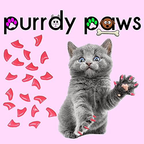 Purrdy Paws 40 Pack Soft Nail Caps For Cat Claws Soft Pink Small
