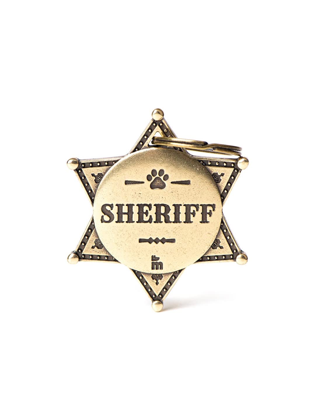 Myfamily Personalized Pet Id Tag Made In Italy, Sheriff, Free Engraving, English Brass, Bronx Collection