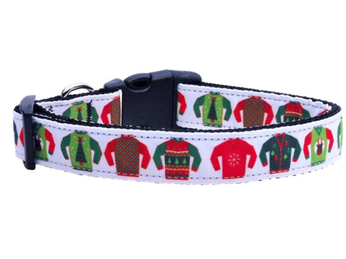 Christmas Pet Dog & Cat Nylon Collar or Leash, &quot;Ugly Sweater&quot; XL Collar