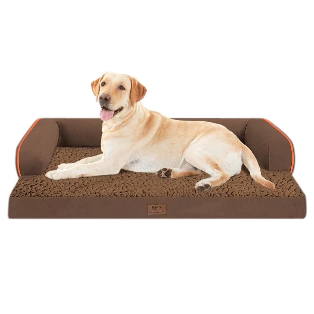 Large Dog Bed Orthopedic Washable - Memory Foam Couch Sofa - Xxl Large Big Dogs - Beds Bolster Pet - Waterproof With Removable Cover - Coffee Dog Bed
