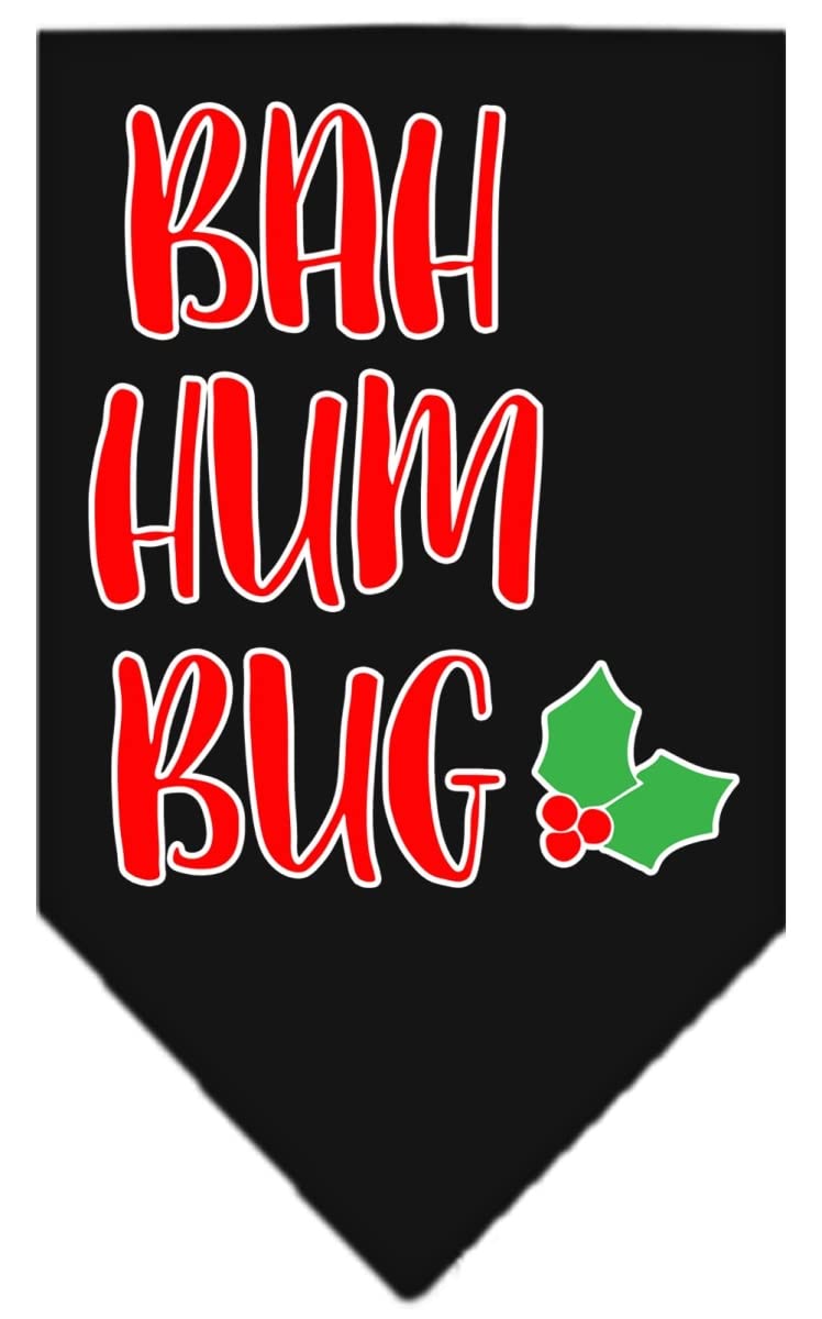 Christmas Pet and Dog Bandana Screen Printed, &quot;Bah Humbug&quot; Black Large