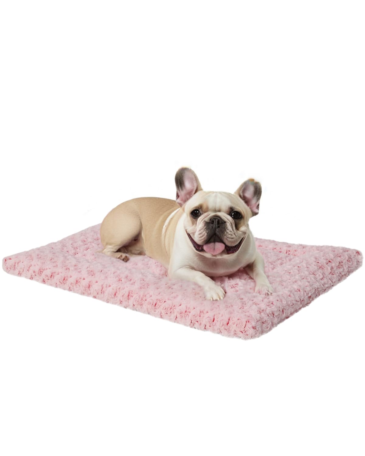 Washable Dog Bed Mat Reversible Dog Crate Pad Soft Fluffy Pet Kennel Beds Dog Sleeping Mattress For Large Jumbo Medium Small Dogs, 35 X 22 Inch, Pink