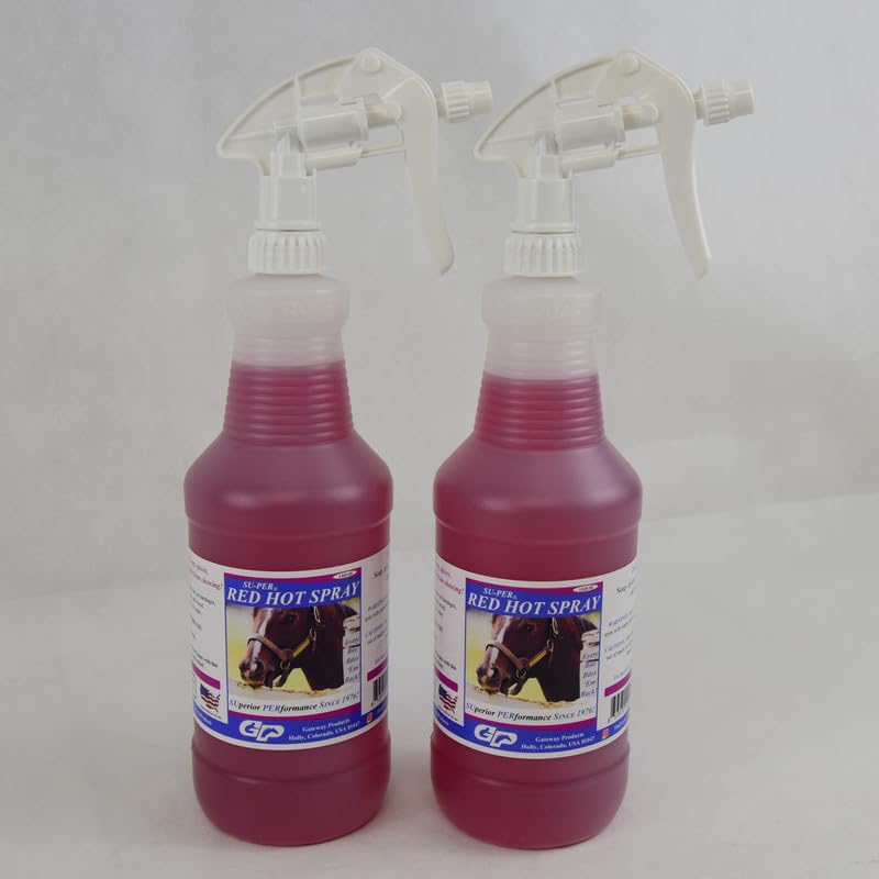 SU-PER Red Hot Spray Chewing Deterrent - Horse Anti Chew Liquid Pepper Spray - Stops Horses from Chewing and Cribbing - 1 Quart,