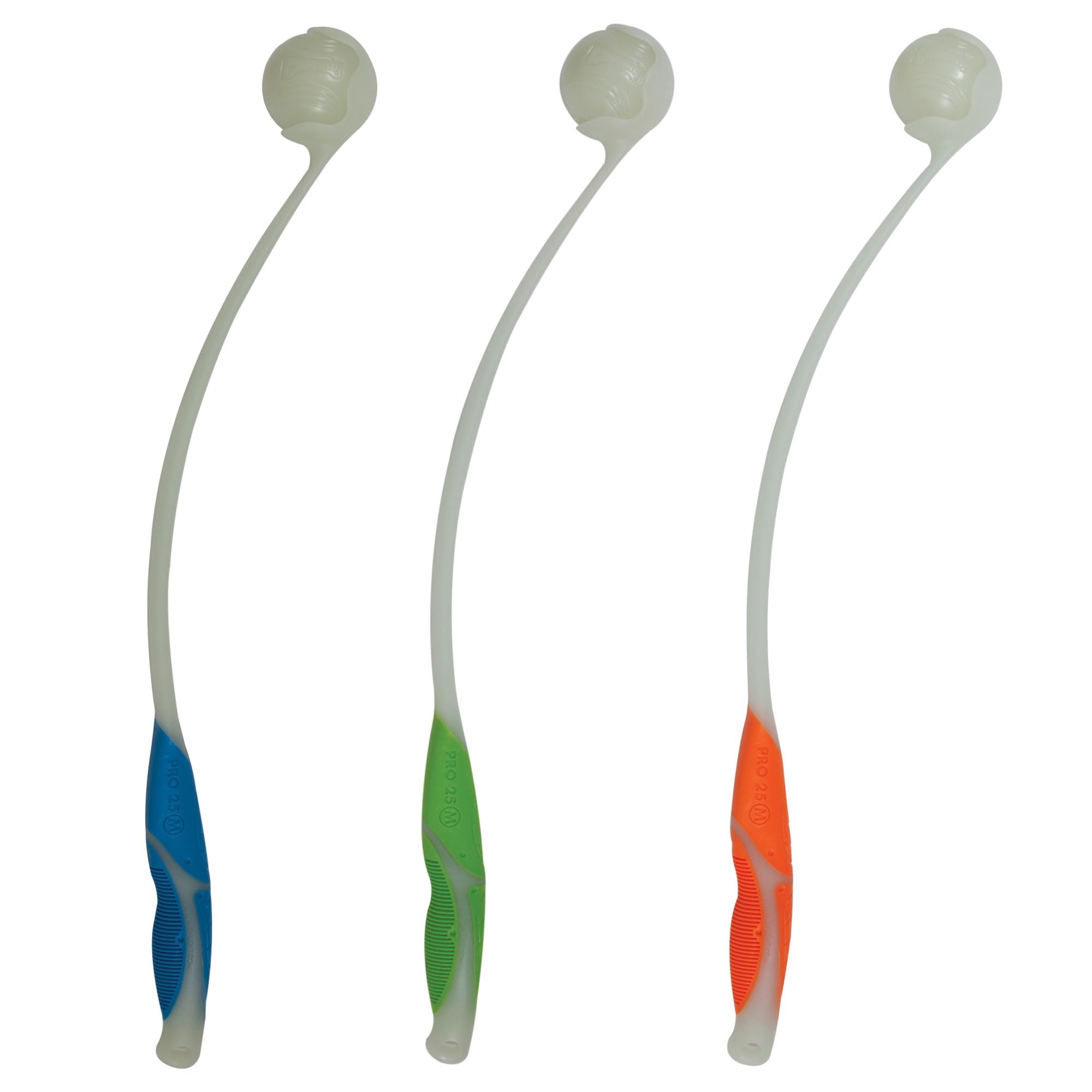 Chuckit! Pro 25M Max Glow Dog Ball Launcher, 25' Length, Includes Medium Max Glow Ball (2.5') For Dogs 20-60 Pounds