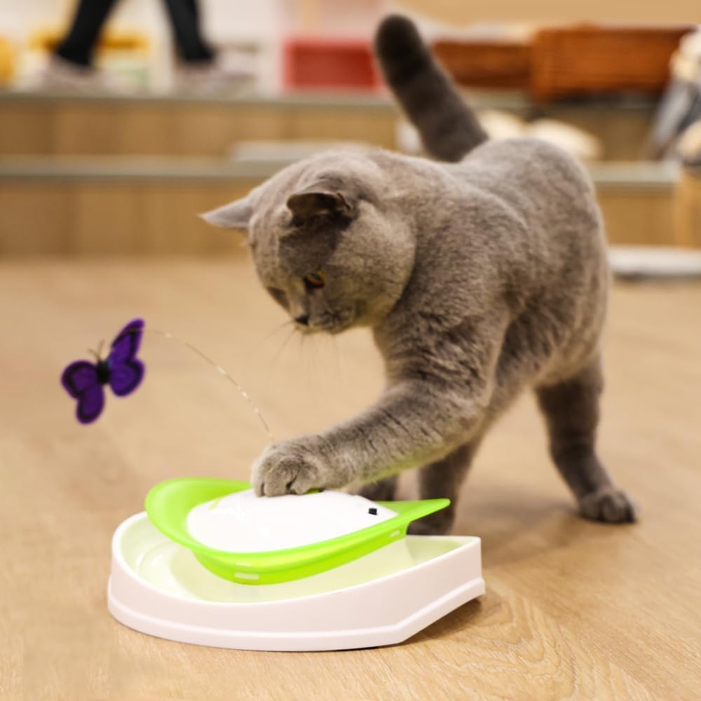 Psk Pet Mart 2 In 1 Interactive Cat Butterfly Flutter Toy With Rolling Balls Automatic Kitten Spinner Toys For Indoor Cats