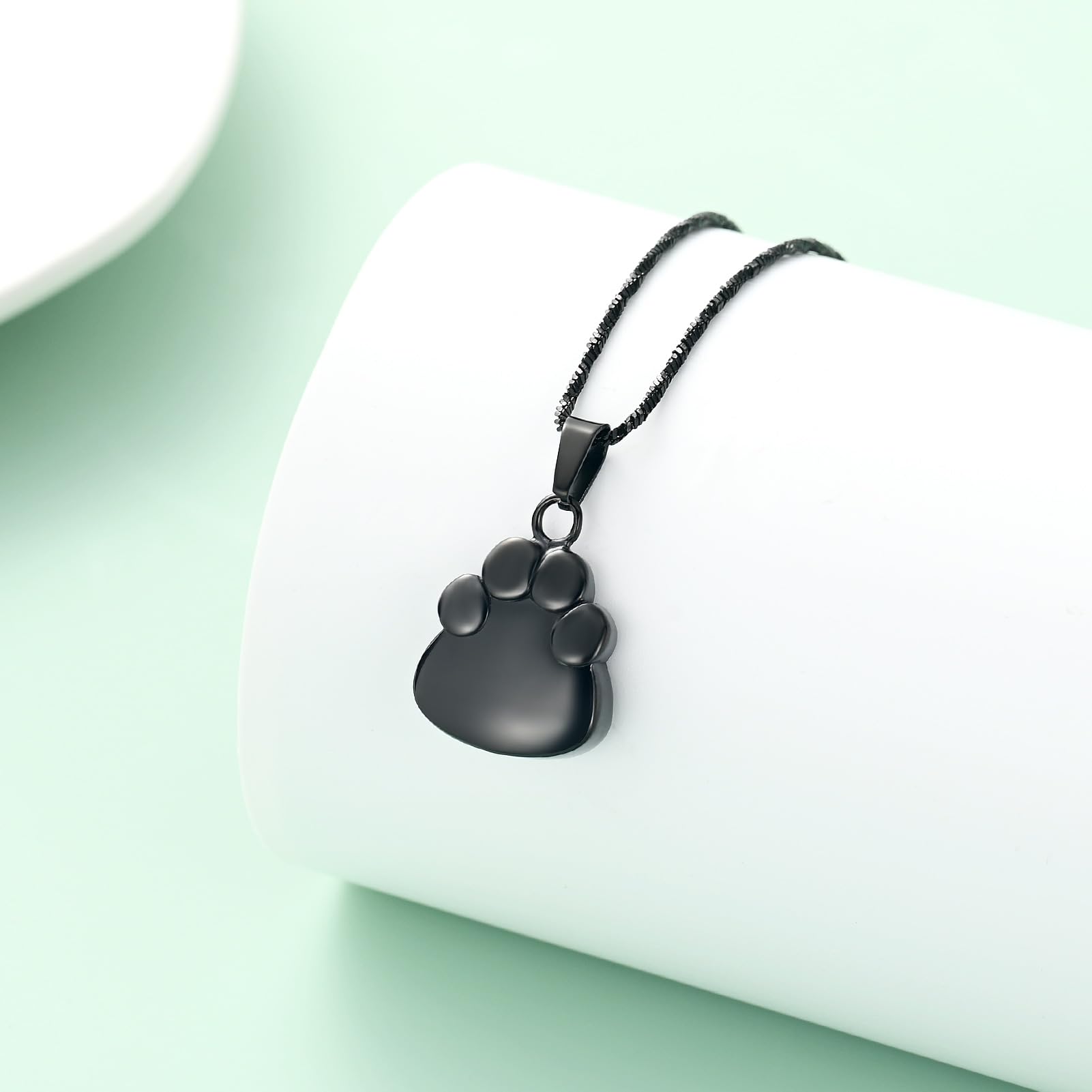 Yinplsmemory Paw Print Urn Necklace for Ashes for Pet Cremation Jewelry for Dog/Cat Ashes Keepsake Necklace Memorial Ash Holder