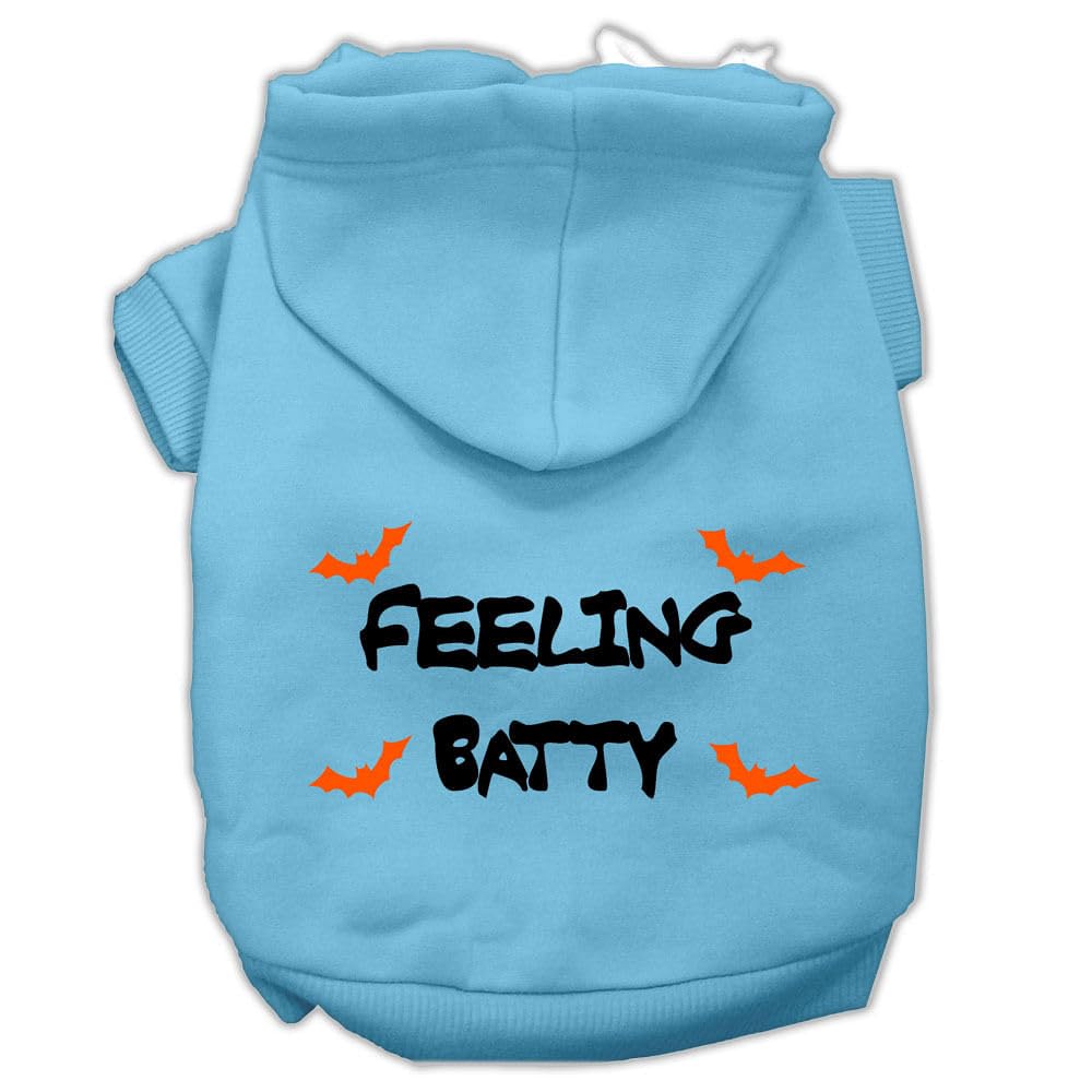 Halloween Pet, Dog & Cat Hoodie Screen Printed, 'Feeling Batty' Baby Blue Lg (10-14 Lbs.)