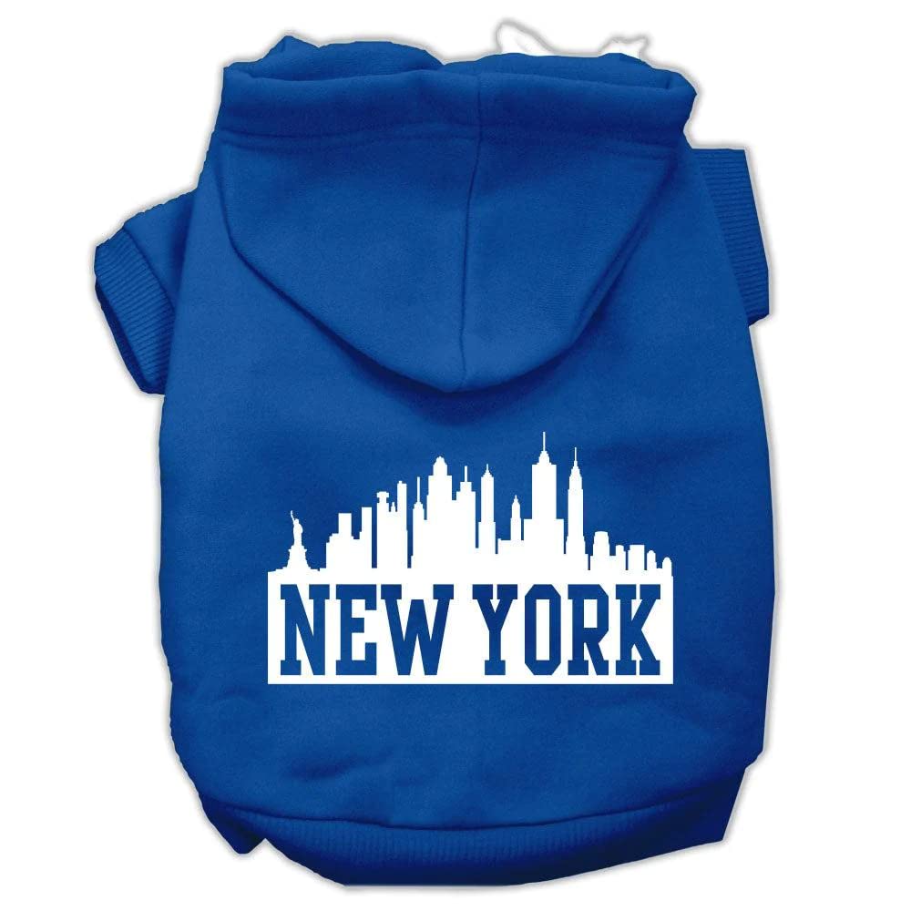 Mirage Pet Products 62-81 XXXLGY New York Skyline Screen Print Grey Pet Hoodie, X-Large
