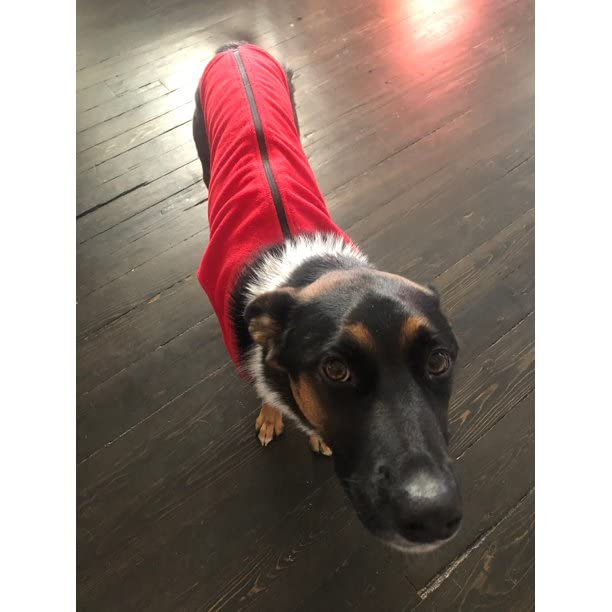 Gooby Zip Up Fleece Dog Sweater - Red, 3X-Large - Warm Pullover Step-In Jacket Without Ring Leash - Winter Sweater For Small And