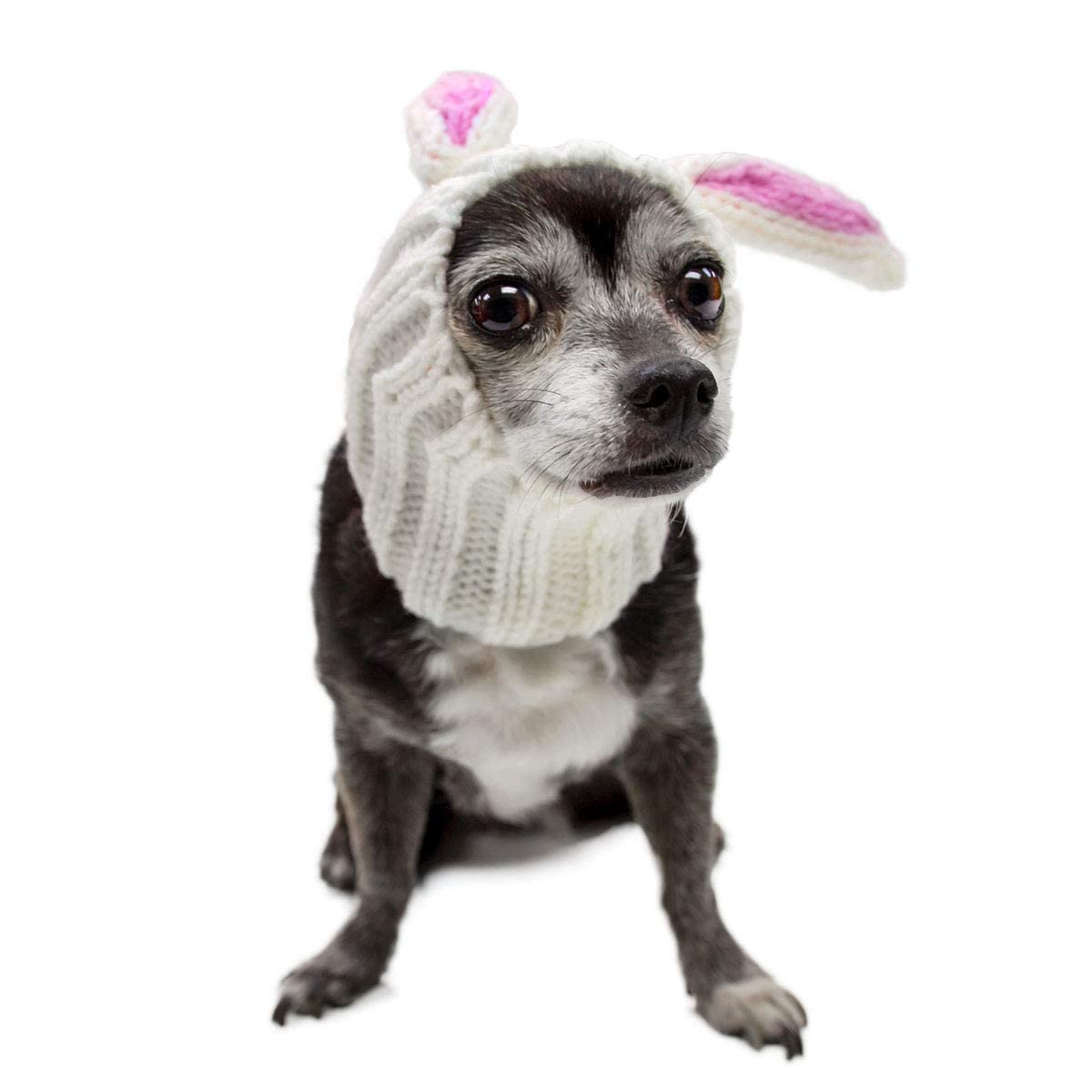Zoo Snoods Bunny Costume - Knit Easter Dog Snood Ear Wrap For Pets, Warm Neck Cover For Halloween And Winter (Small)