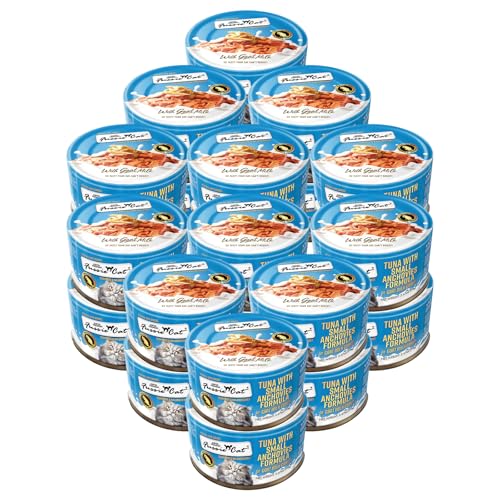 Fussie Cat Super Premium Canned Wet Cat Food in Goat Milk Gravy, 2.47 oz Cans, Case of 24 (Tuna & Small Anchovies)