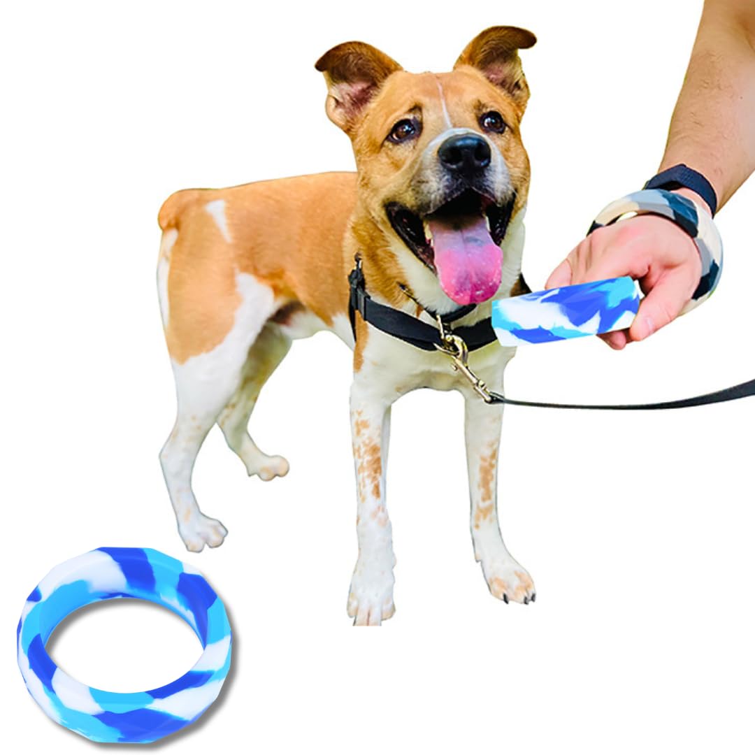 Sweet Paws Chunky Teething Rings for Dogs, Bracelet Food Grade Silicone Puppy Chew Toys for Large Puppies, Durable Dog Ring Toy 