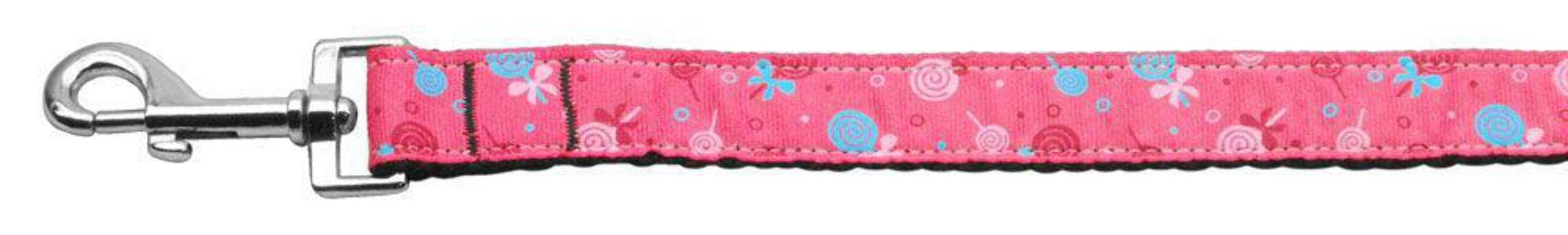 Mirage Pet Products Lollipops Nylon Ribbon Leash for Pets, 3/8-Inch by 4-Feet, Bright Pink