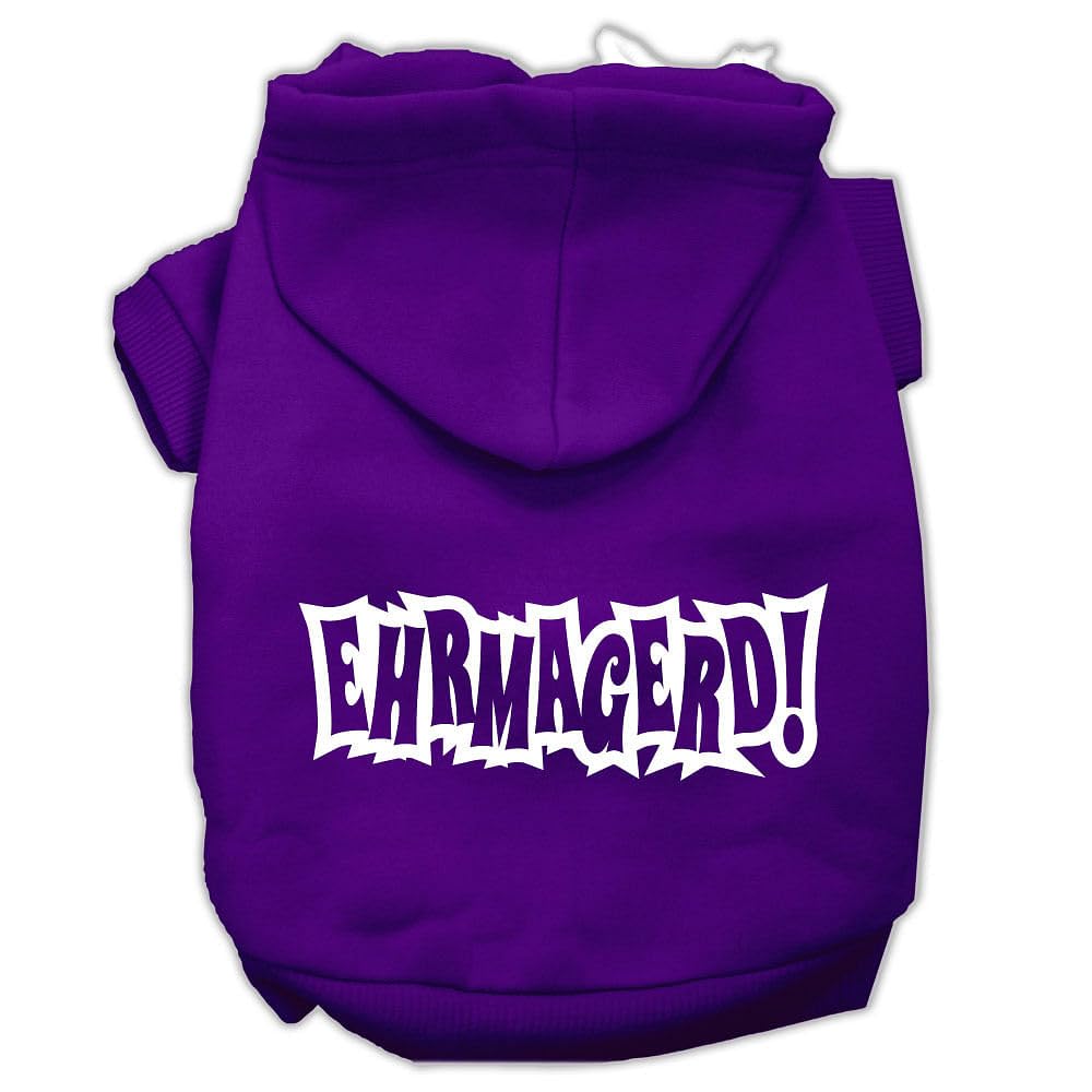Pet, Dog & Cat Hoodie Screen Printed, 'Ehrmagerd' Purple Xl (14-20 Lbs.)