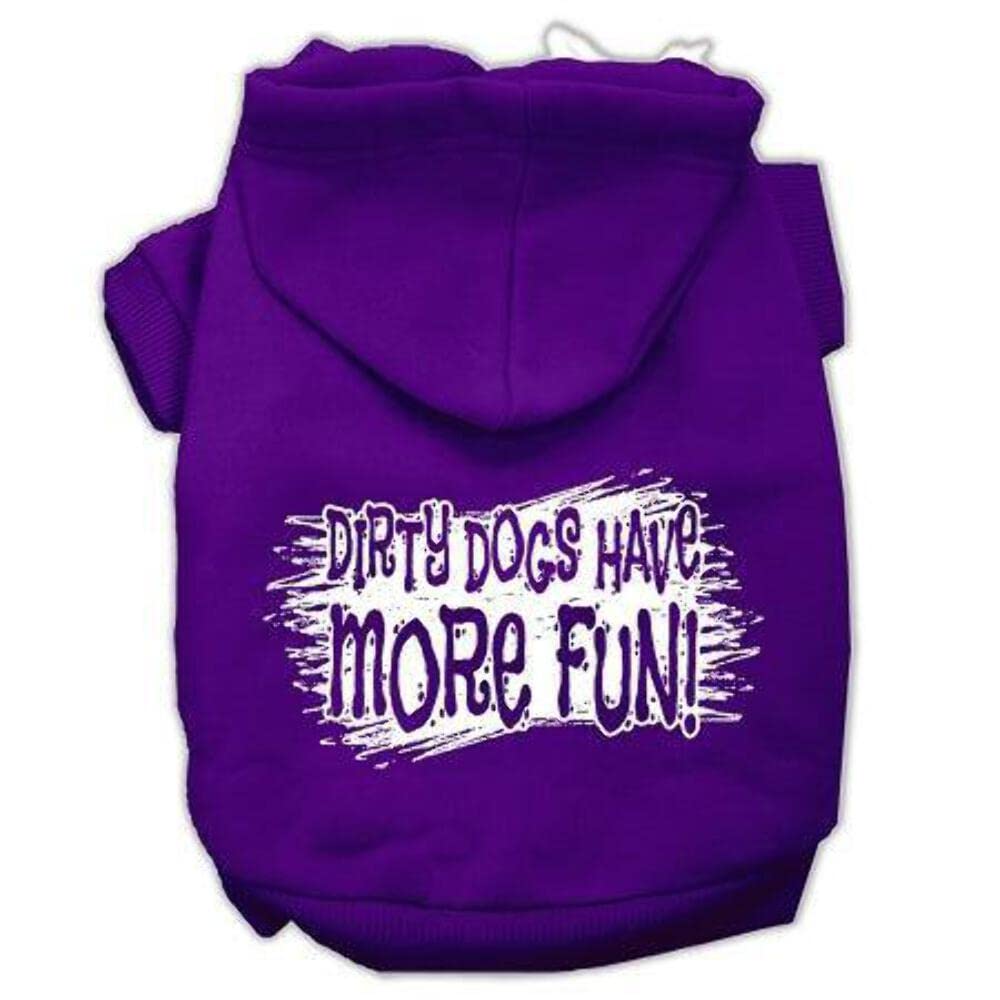 Pet, Dog & Cat Hoodie Screen Printed, 'Dirty Dogs Have More Fun' Purple Lg (10-14 Lbs.)
