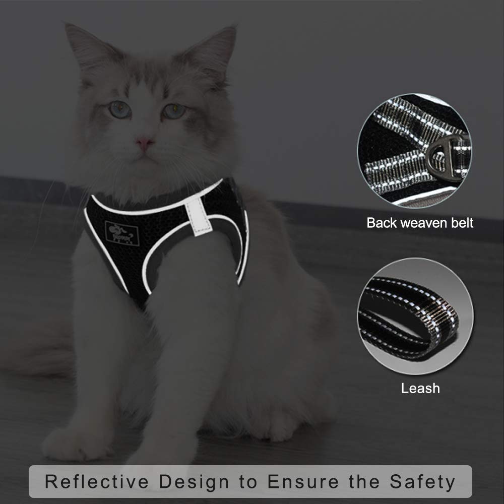 Cat Universal Harness With Leash - Escape Proof - Adjustable Reflective Step In Dog Harness For Small / Medium Dogs - Soft Mesh
